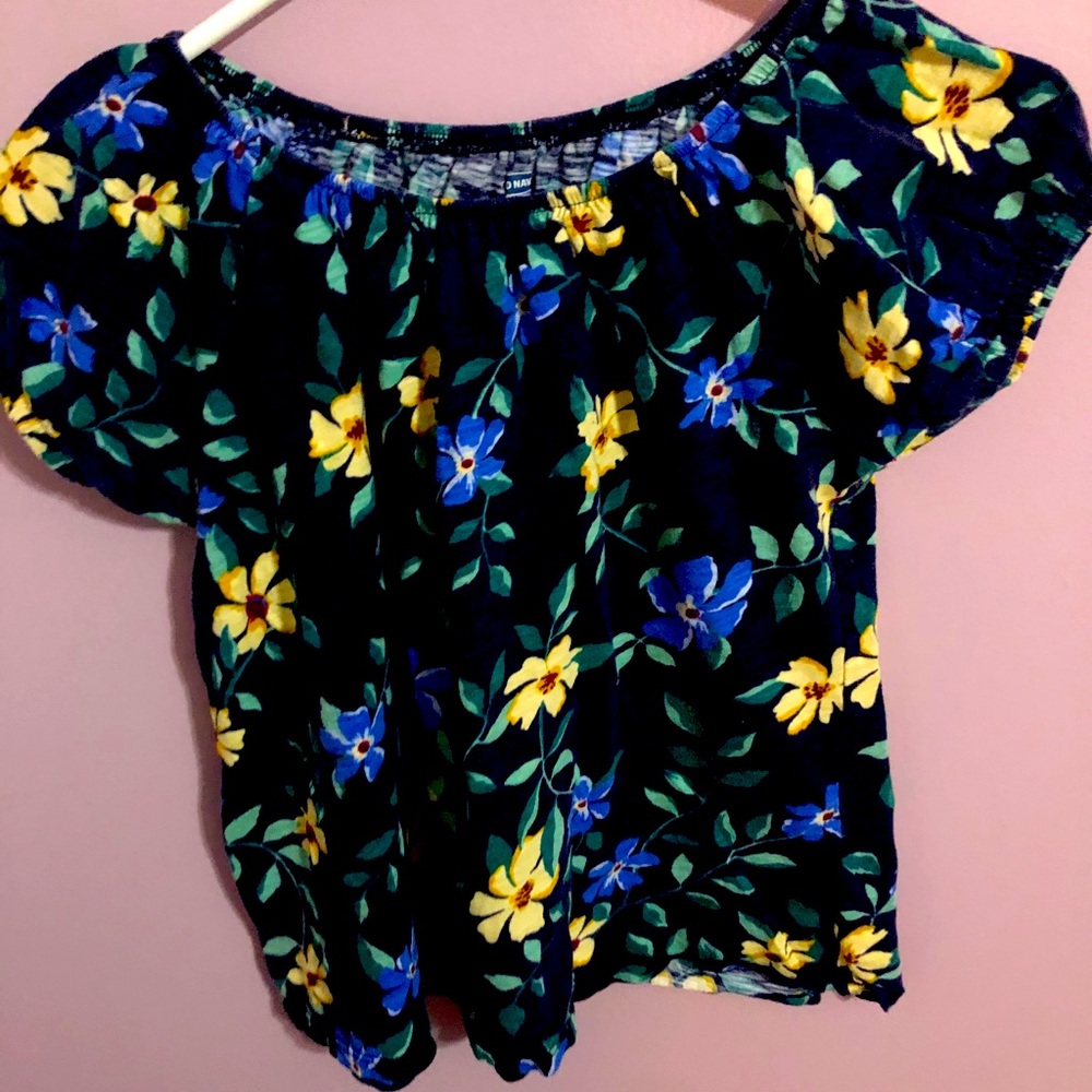 A floral wide bottom tee